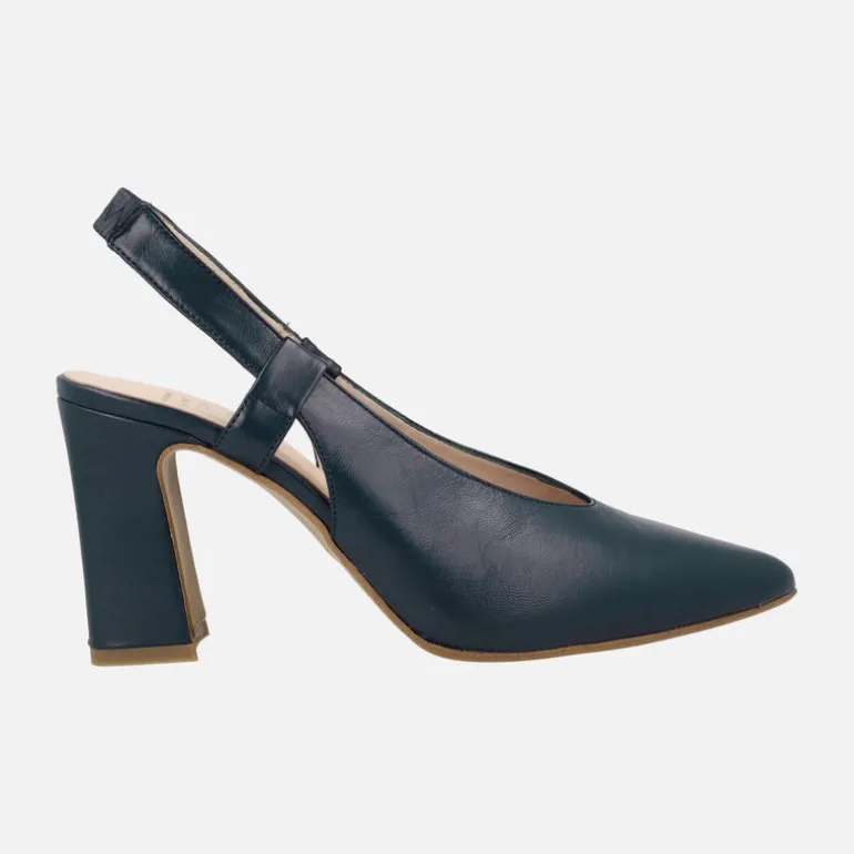 Zapatos de salón destalonados en piel lisa con tacón alto