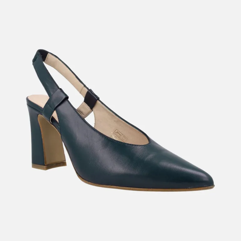 Zapatos de salón destalonados en piel lisa con tacón alto