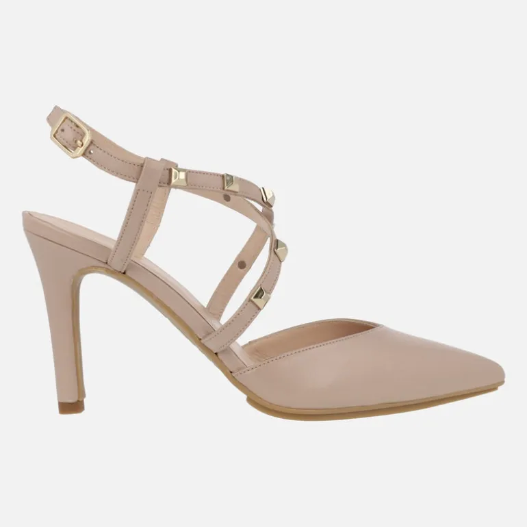 Zapatos de salón destalonados Rasiun con tiras cruzadas y tachas metálicas