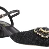 Zapatos de tacón con pala en tejido y adorno de pedrería Julie