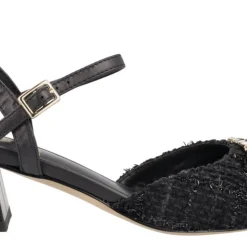 Zapatos de tacón con pala en tejido y adorno de pedrería Julie
