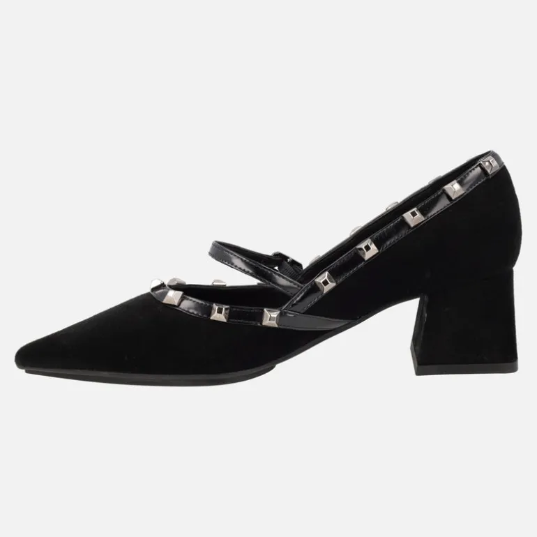 Zapatos de tacón estilo mary jane en ante negro con remaches Chirun