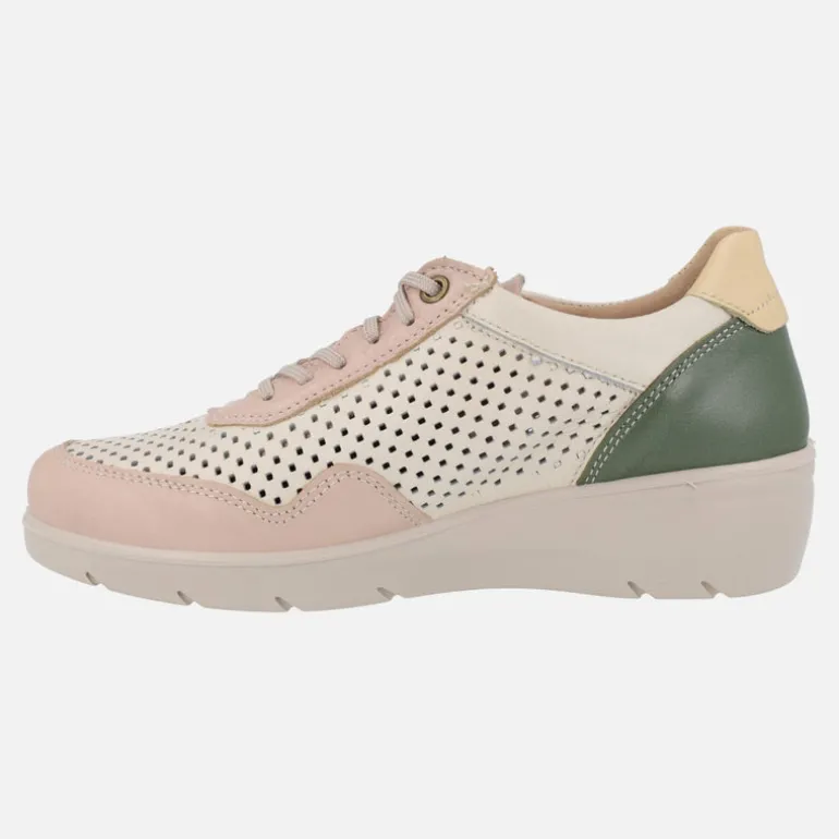 Zapatos deportivos de piel con picados y cremallera