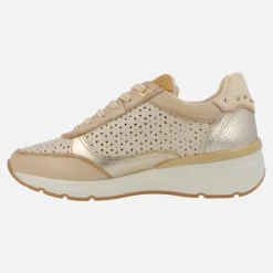 Zapatos deportivos de piel con troquelados y cremallera