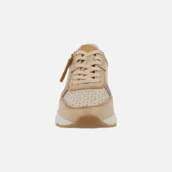 Zapatos deportivos de piel con troquelados y cremallera