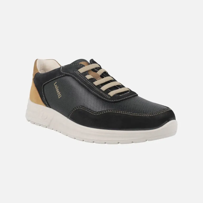 Zapatos deportivos en azul marino y camel con cordones elásticos