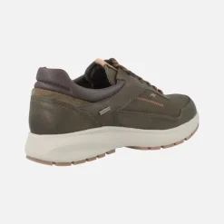 Zapatos deportivos en piel kaki con membrana Fluchos tex