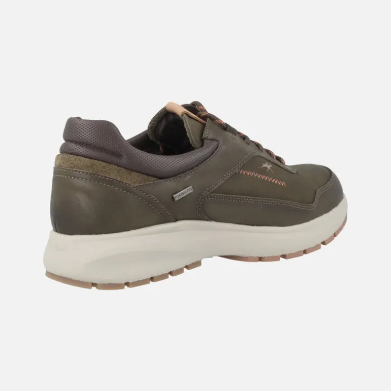 Zapatos deportivos en piel kaki con membrana Fluchos tex