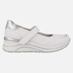 Zapatos deportivos estilo mercedes en combinado blanco y plata