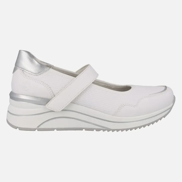 Zapatos deportivos estilo mercedes en combinado blanco y plata