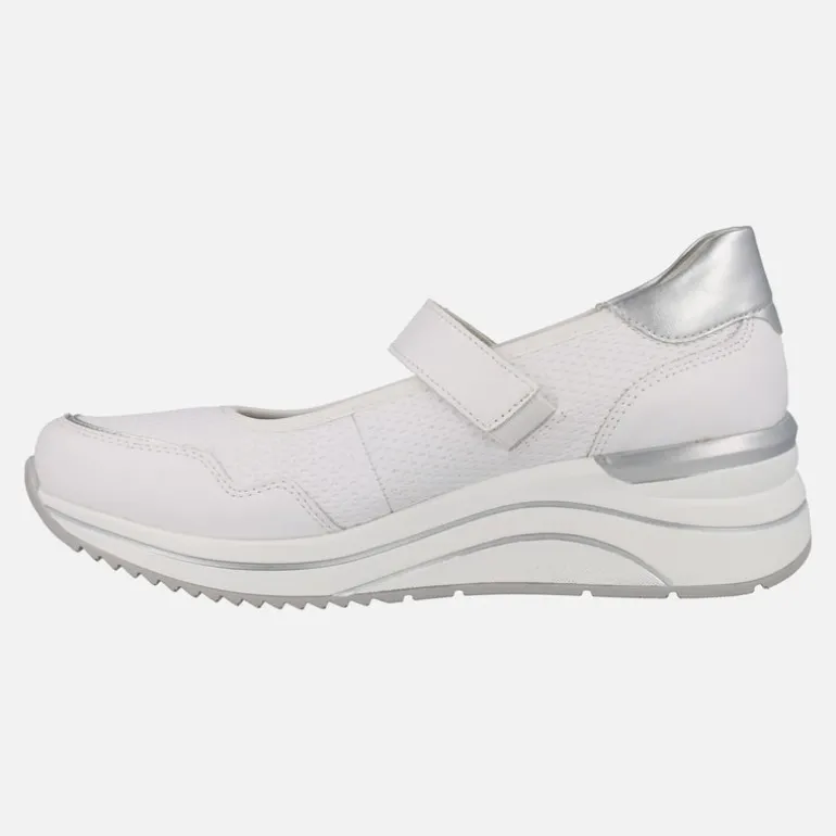 Zapatos deportivos estilo mercedes en combinado blanco y plata