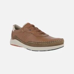 Zapatos deportivos marrones de piel con cordones elásticos Kai