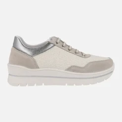 Zapatos deportivos multi material en combinado crudo con cordones