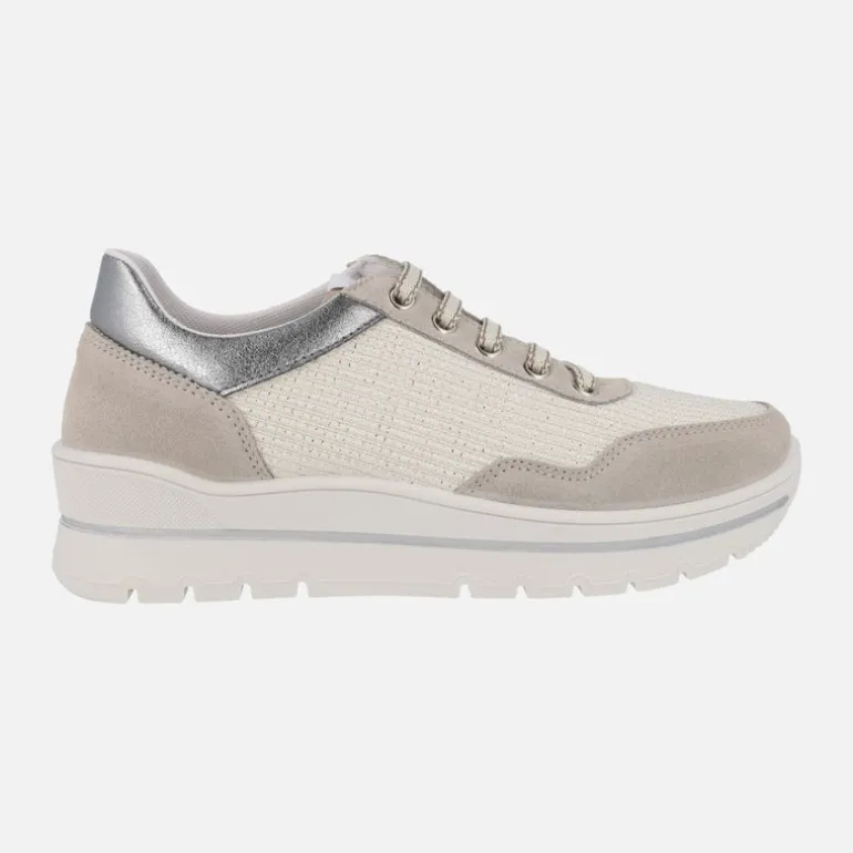 Zapatos deportivos multi material en combinado crudo con cordones
