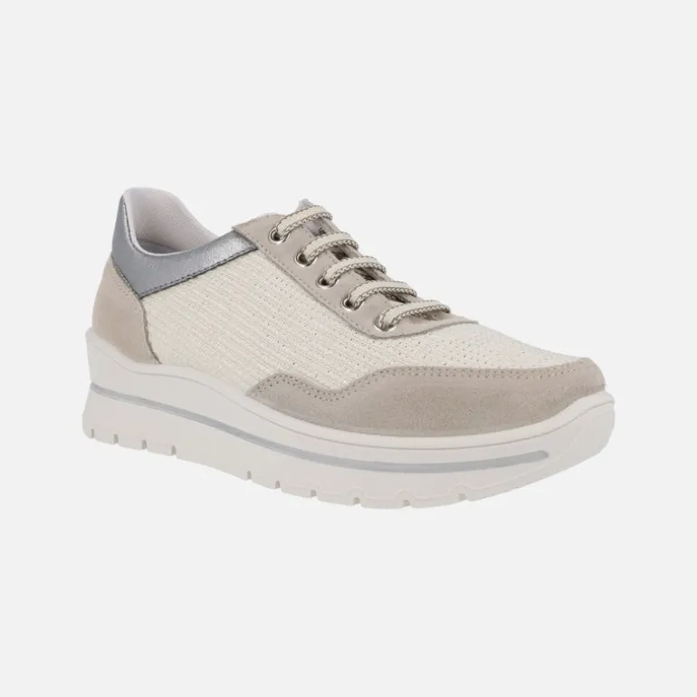 Zapatos deportivos multi material en combinado crudo con cordones