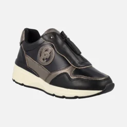 Zapatos deportivos multimaterial con cremallera central para mujer