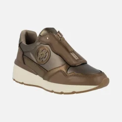 Zapatos deportivos multimaterial con cremallera central para mujer