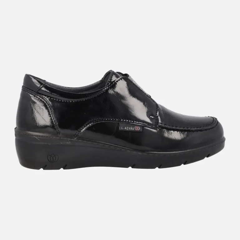 Zapatos deportivos negros de charol con elástico plata