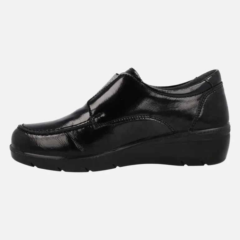 Zapatos deportivos negros de charol con elástico plata