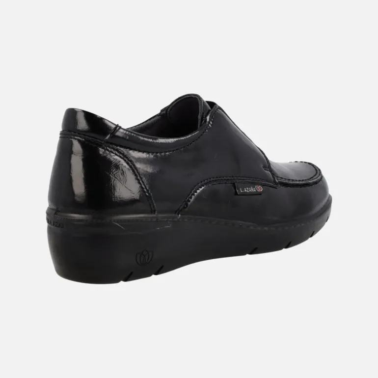 Zapatos deportivos negros de charol con elástico plata