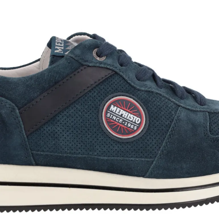 Zapatos deportivos para hombre en serraje azul Mephisto Garry