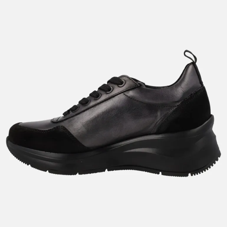 Zapatos deportivos Paula Urban en combinado negro/plomo