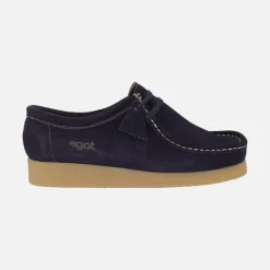 Zapatos en piel serraje para mujer con cordones tipo Wallabee