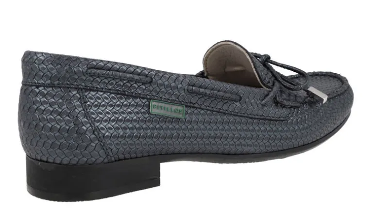 Zapatos mocasines de piel grabada con adorno de lazo