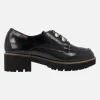 Zapatos negros de charol para mujer con cordones y piso track