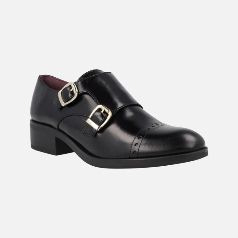Zapatos negros de piel con hebillas para mujer