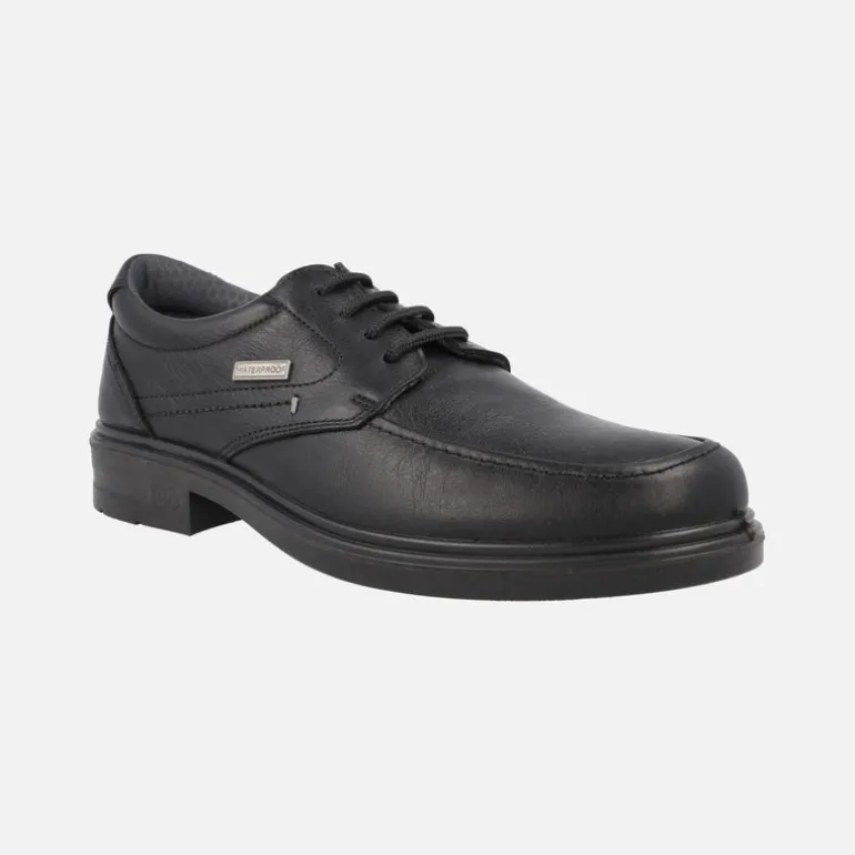 Zapatos negros de piel con cordones para hombre y membrana Waterproof