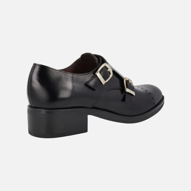 Zapatos negros de piel con hebillas para mujer