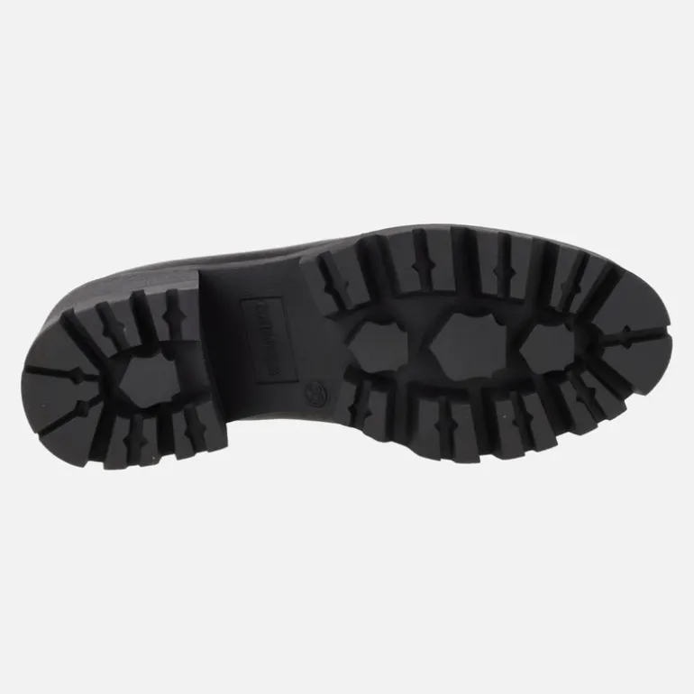 Zapatos negros de piel con cordones y tacón para mujer