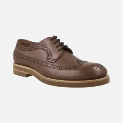 ZAPATOS NIZA EN PIEL MARRÓN CON CORDONES Y PALA VEGA