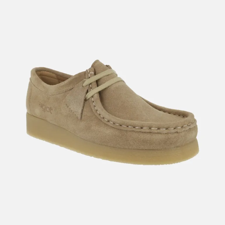 Zapatos para hombre en piel serraje con cordones estilo wallabee
