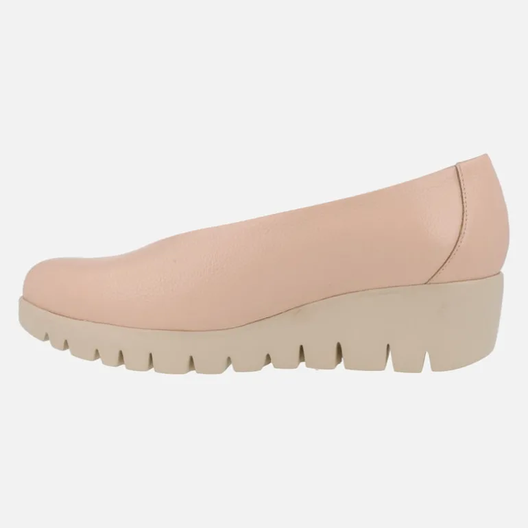 Zapatos rosas de piel con cuña Extralight Wonders FLY