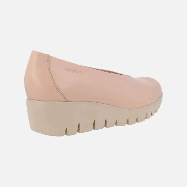 Zapatos rosas de piel con cuña Extralight Wonders FLY
