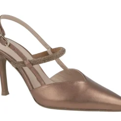 Zapatos Safite destalonados en piel metalizada con tira de strass