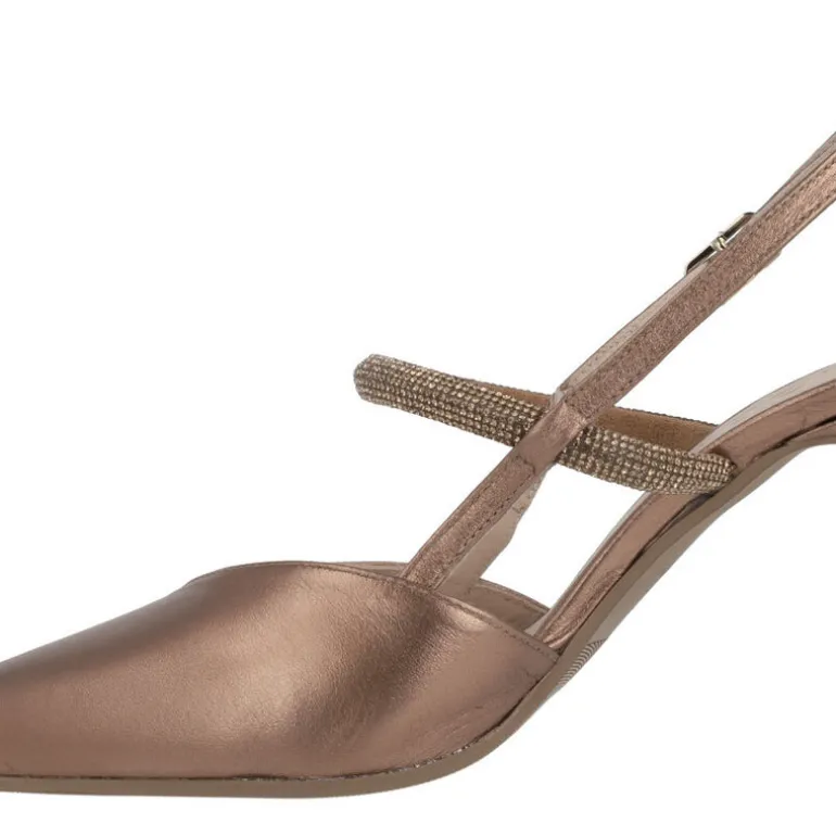 Zapatos Safite destalonados en piel metalizada con tira de strass