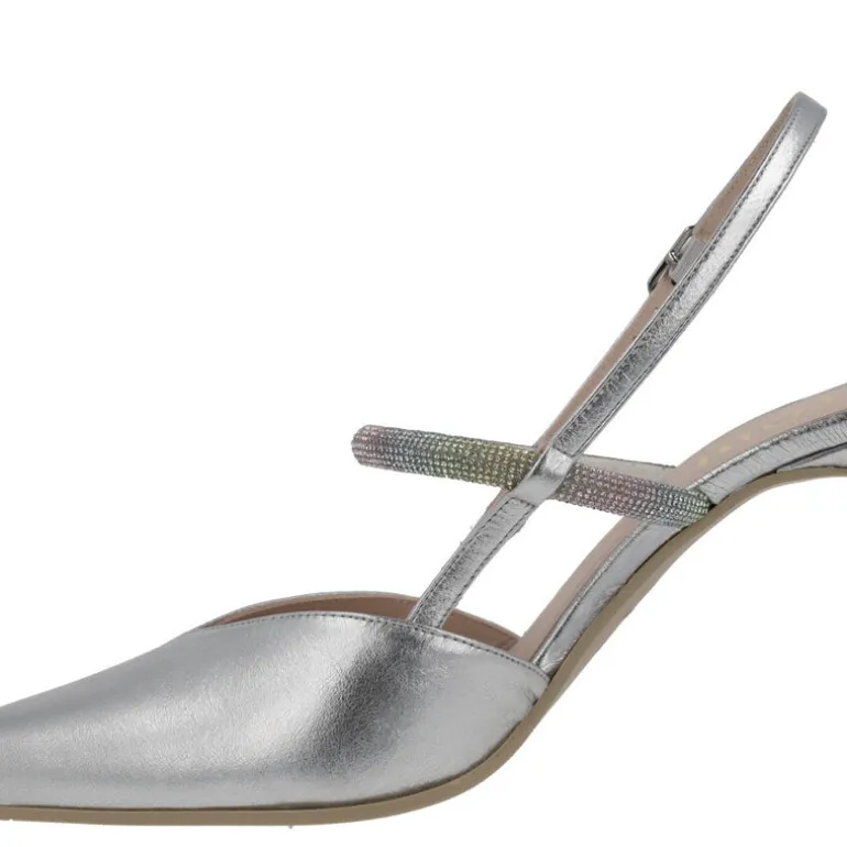 Zapatos Safite destalonados en piel metalizada con tira de strass