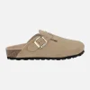 Zuecos bio de serraje color beige con tira de hebilla M Van Ghog
