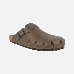 Zuecos de piel engrasada para hombre con hebilla ajustable