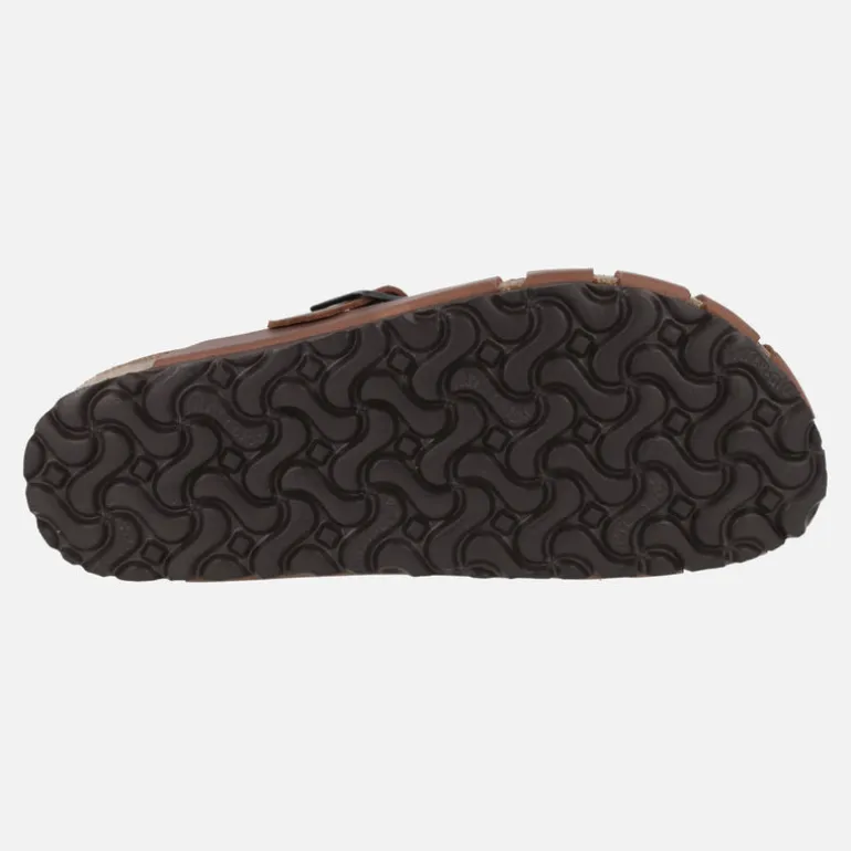 Zuecos de piel engrasada para mujer con hebilla ajustable