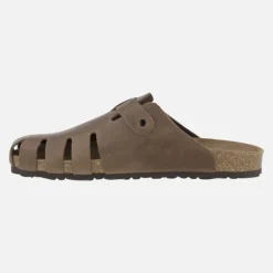 Zuecos de piel engrasada para hombre con hebilla ajustable
