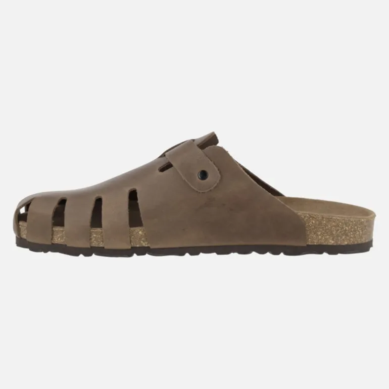 Zuecos de piel engrasada para hombre con hebilla ajustable