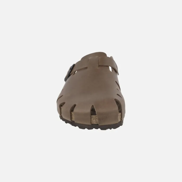 Zuecos de piel engrasada para hombre con hebilla ajustable