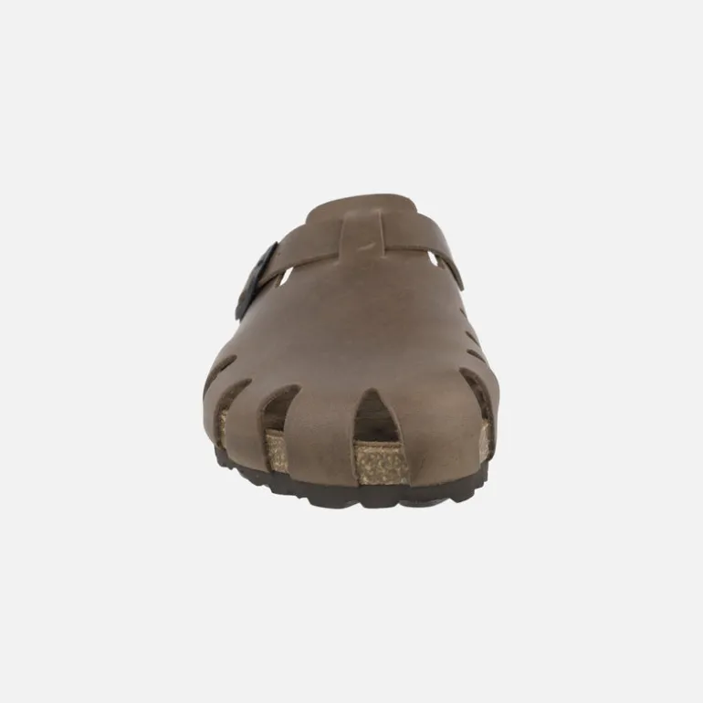 Zuecos de piel engrasada para mujer con hebilla ajustable