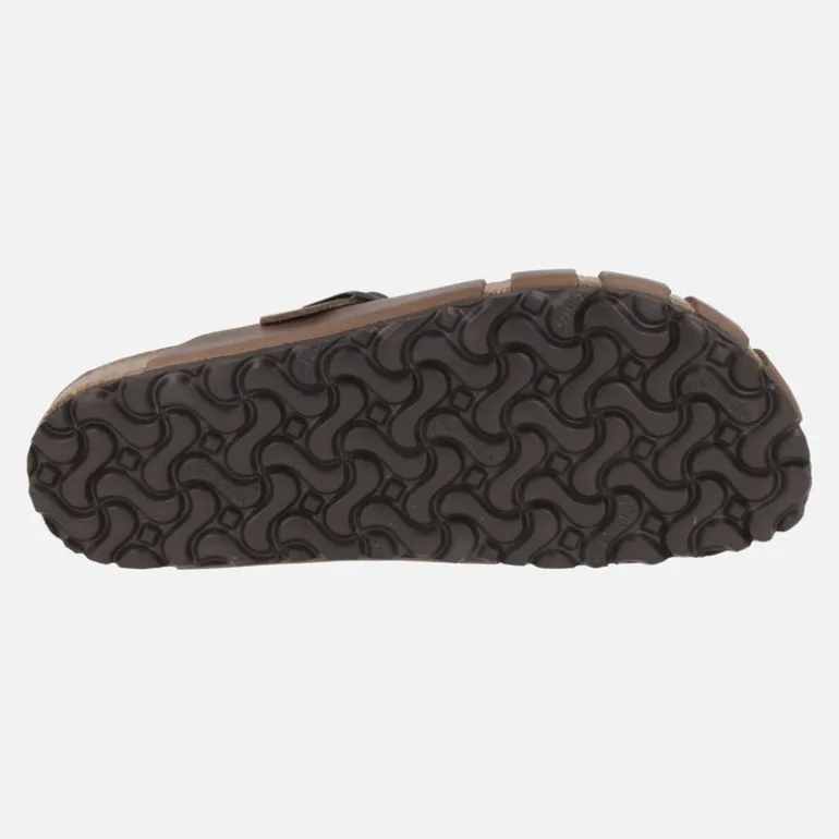 Zuecos de piel engrasada para mujer con hebilla ajustable