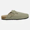 Zuecos estilo bio en serraje kaki para hombre