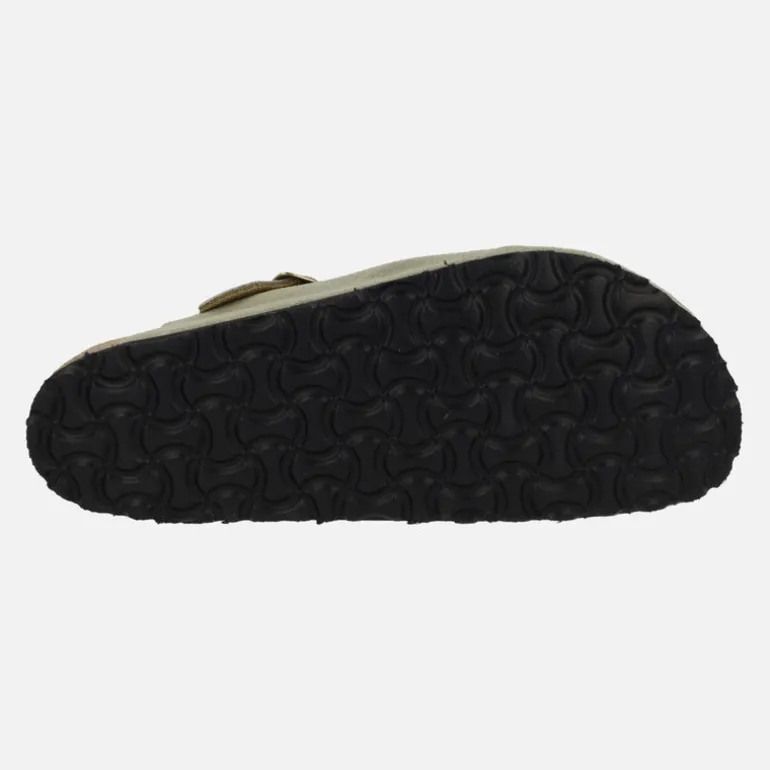 Zuecos estilo bio en serraje kaki para hombre